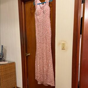 Elegant Pink Sequin Evening Gown